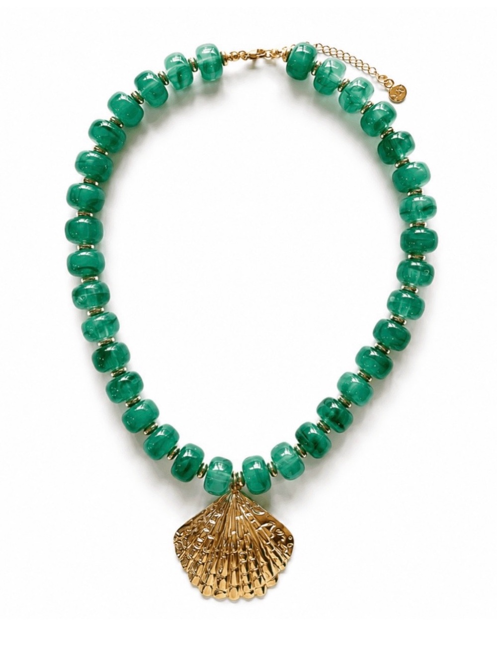 Emerald Scallop Bead Necklace by Mayamar MM-01766